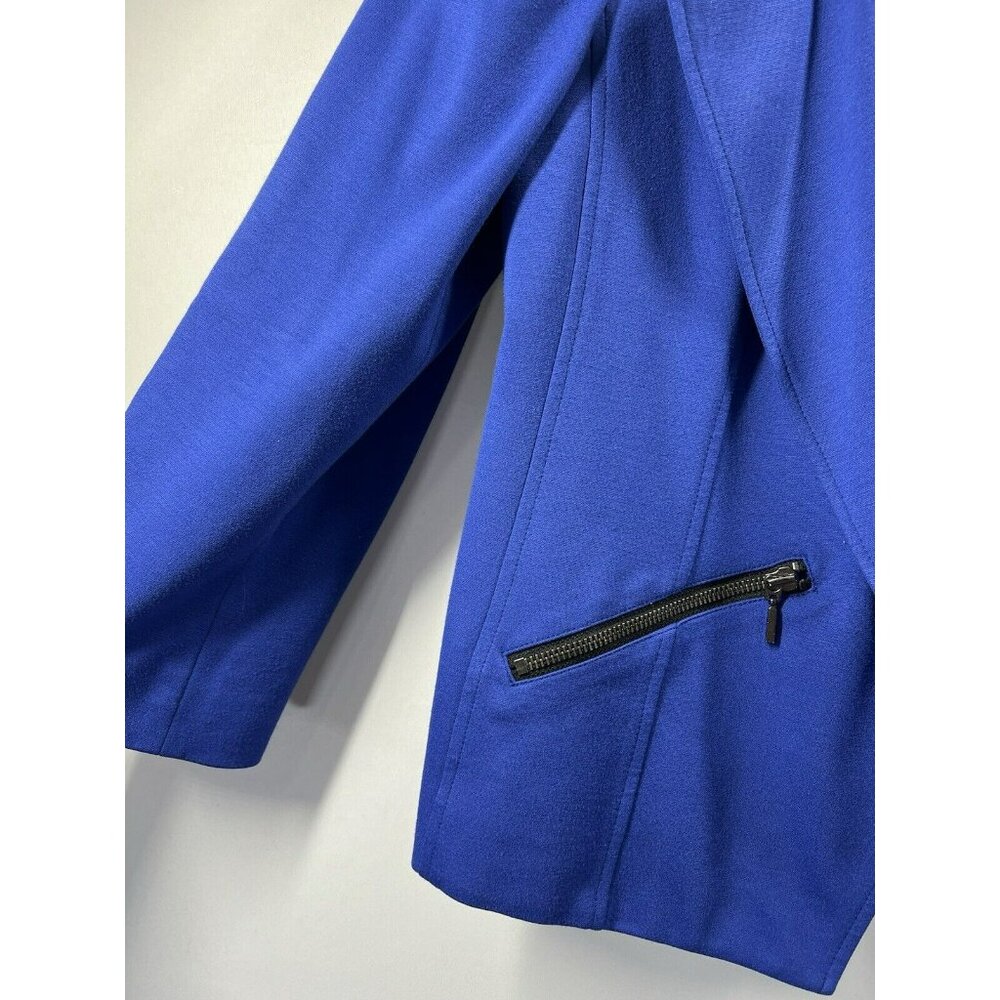 Chicos Knit Moto Jacket Solid Blue Large Lined Po… - image 5